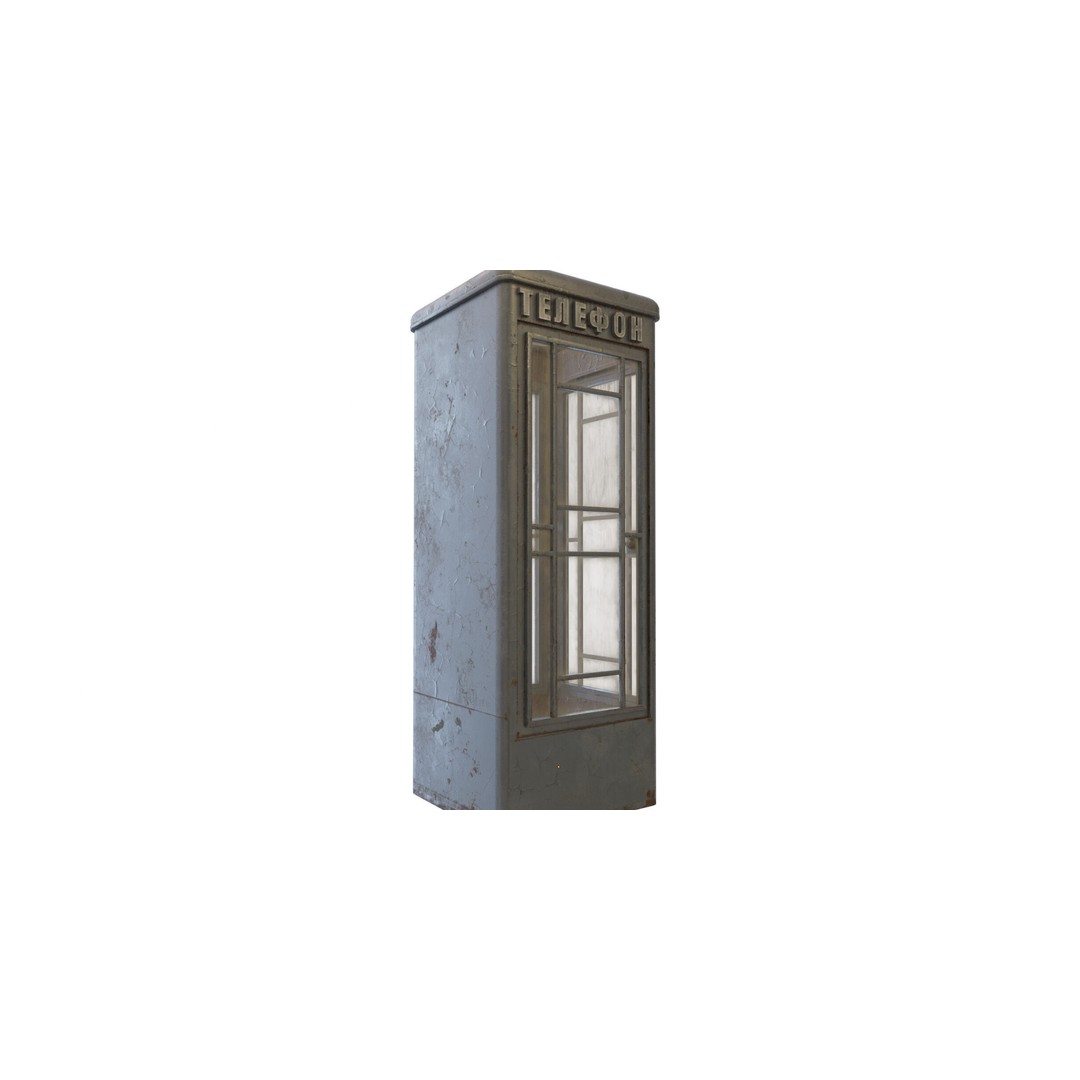 Soviet Telephone Booth 3D Model – Vintage Payphone Asset, PBR Textures - View 15