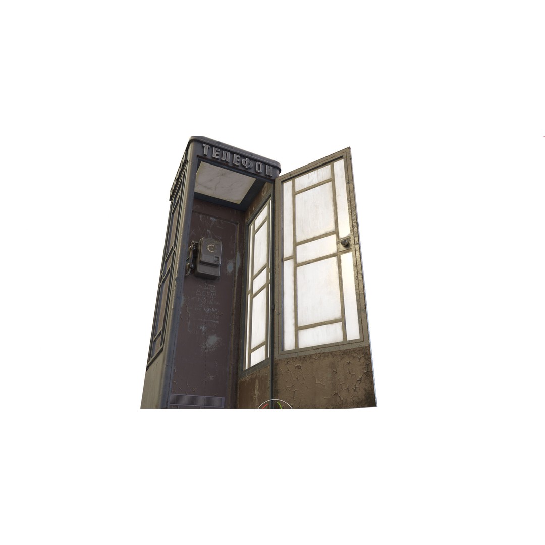 Soviet Telephone Booth 3D Model – Vintage Payphone Asset, PBR Textures - View 16