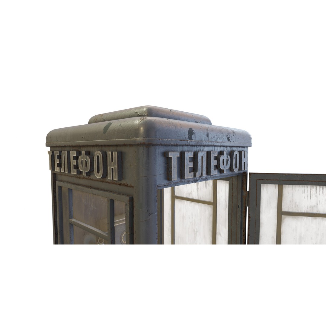 Soviet Telephone Booth 3D Model – Vintage Payphone Asset, PBR Textures - View 20