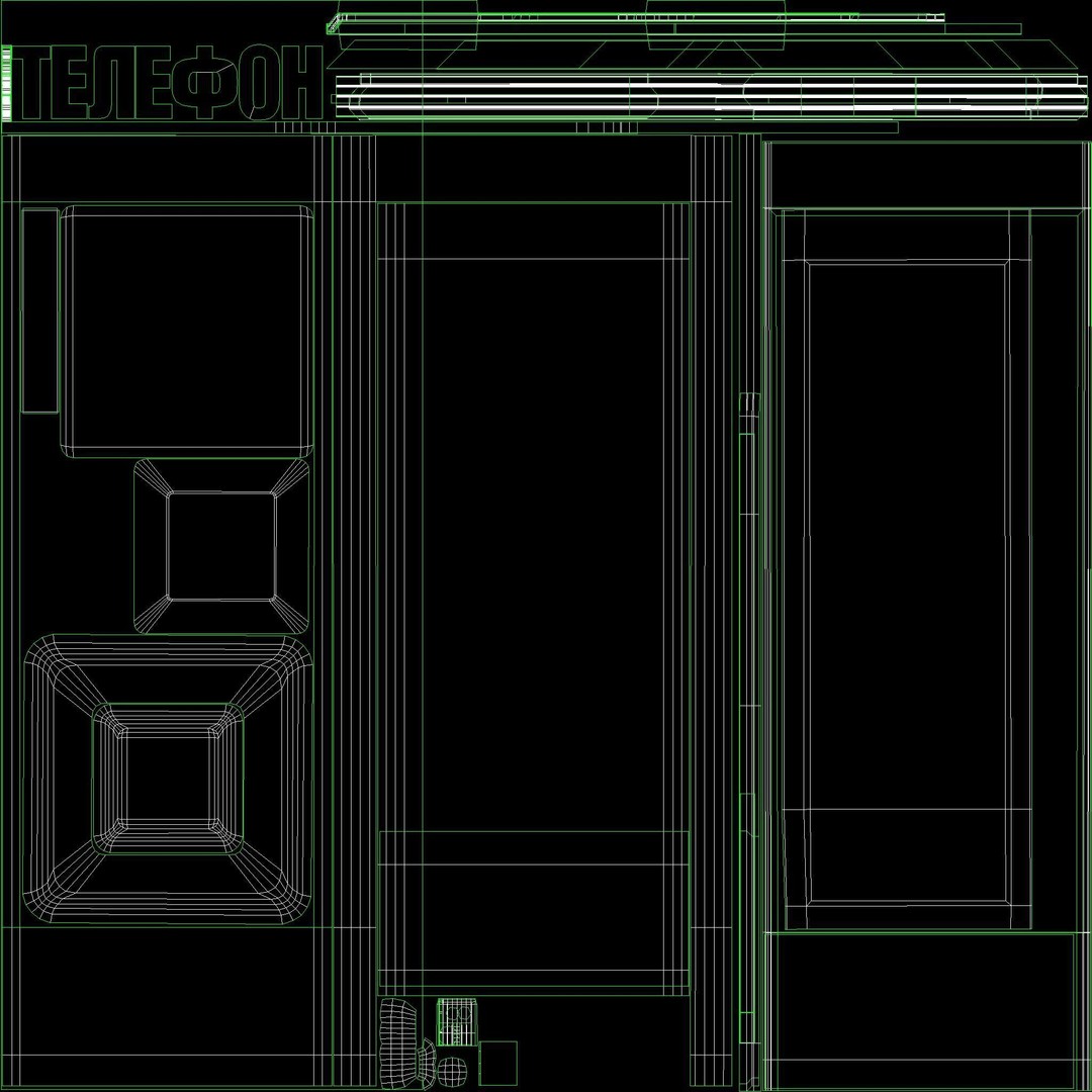 Soviet Telephone Booth 3D Model – Vintage Payphone Asset, PBR Textures - View 26