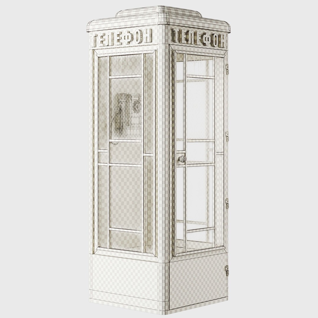 Soviet Telephone Booth 3D Model – Vintage Payphone Asset, PBR Textures - View 28