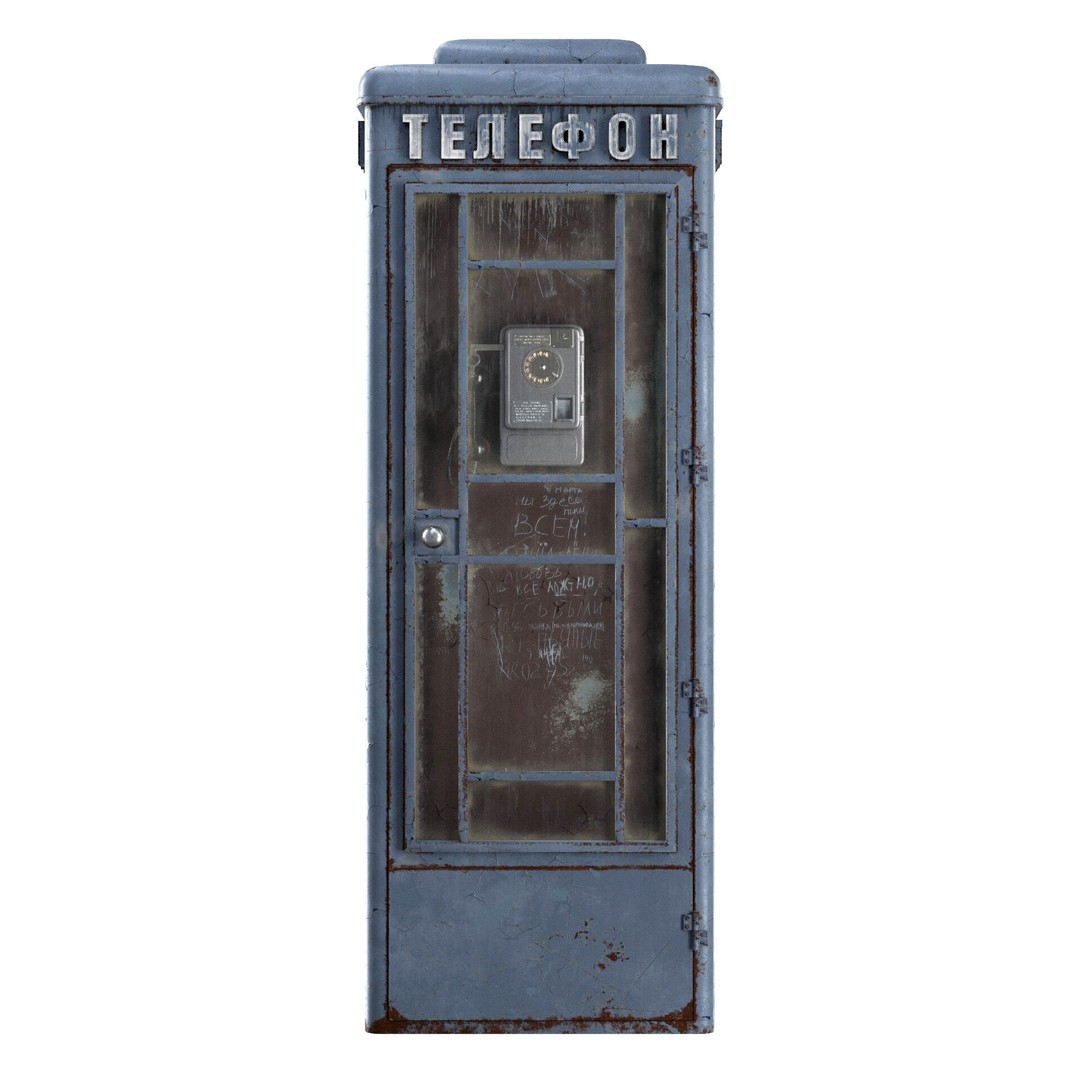 Soviet Telephone Booth 3D Model – Vintage Payphone Asset, PBR Textures - View 3