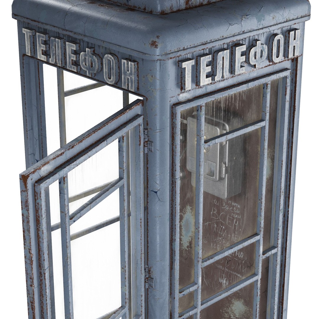 Soviet Telephone Booth 3D Model – Vintage Payphone Asset, PBR Textures - View 5