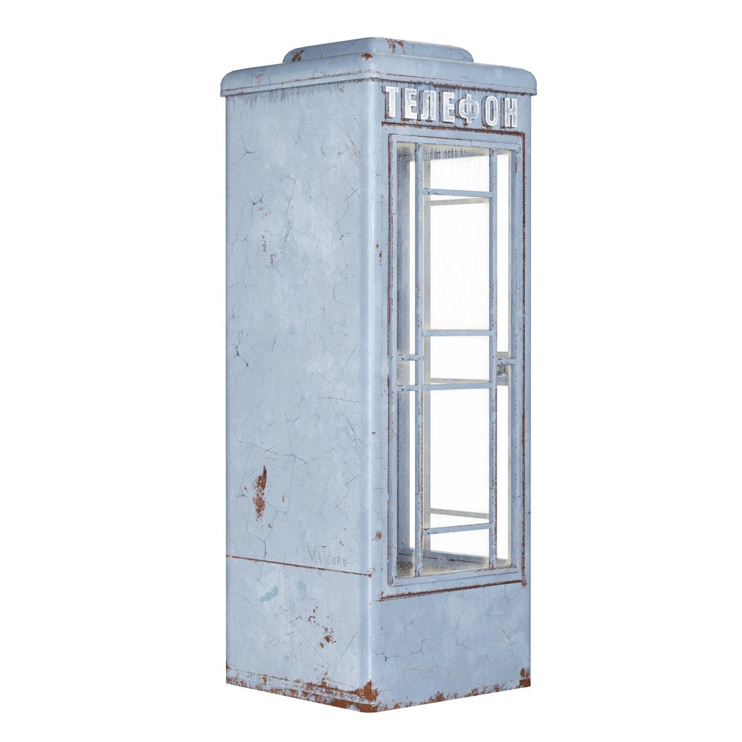 Soviet Telephone Booth 3D Model – Vintage Payphone Asset, PBR Textures - View 7