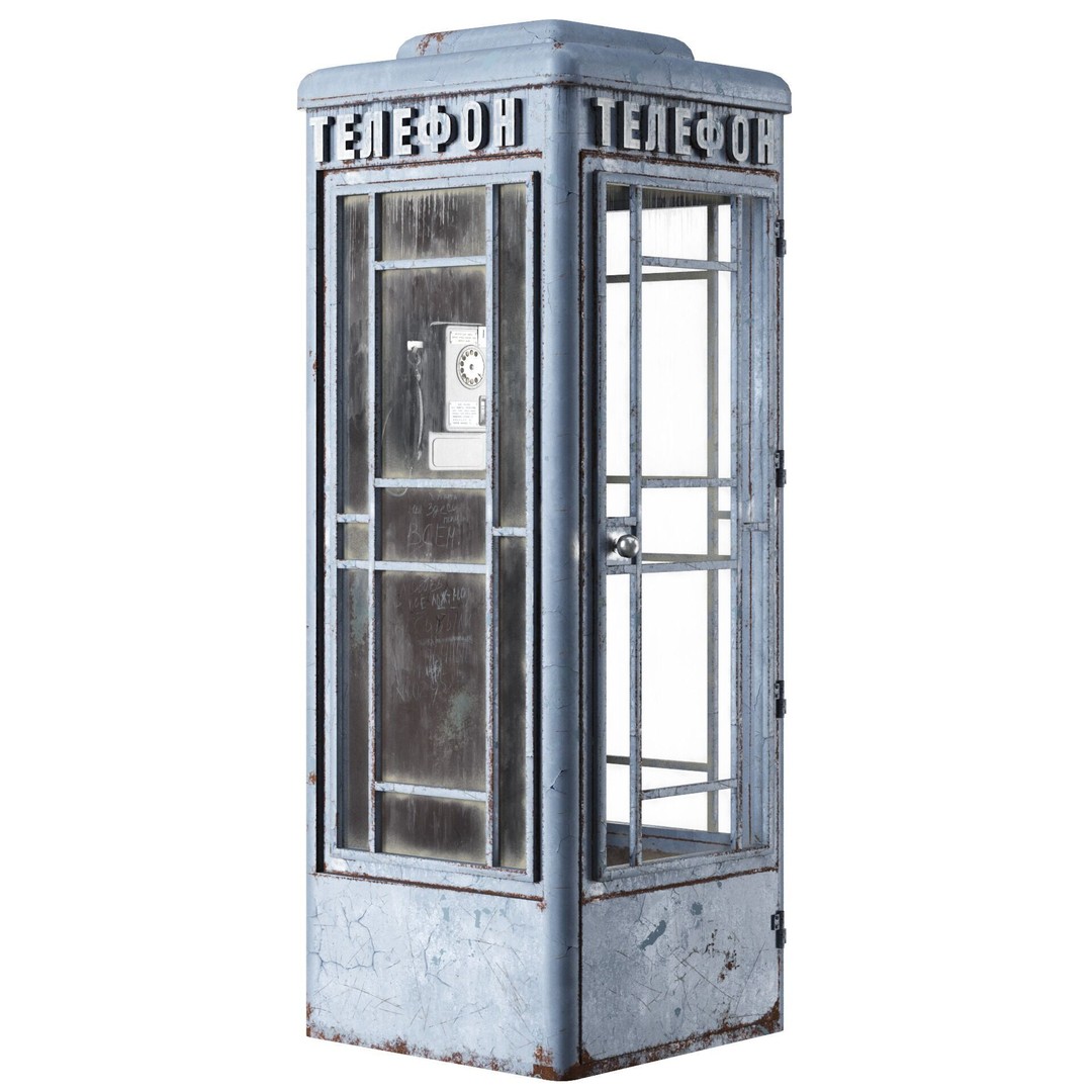 Soviet Telephone Booth 3D Model – Vintage Payphone Asset, PBR Textures - View 8