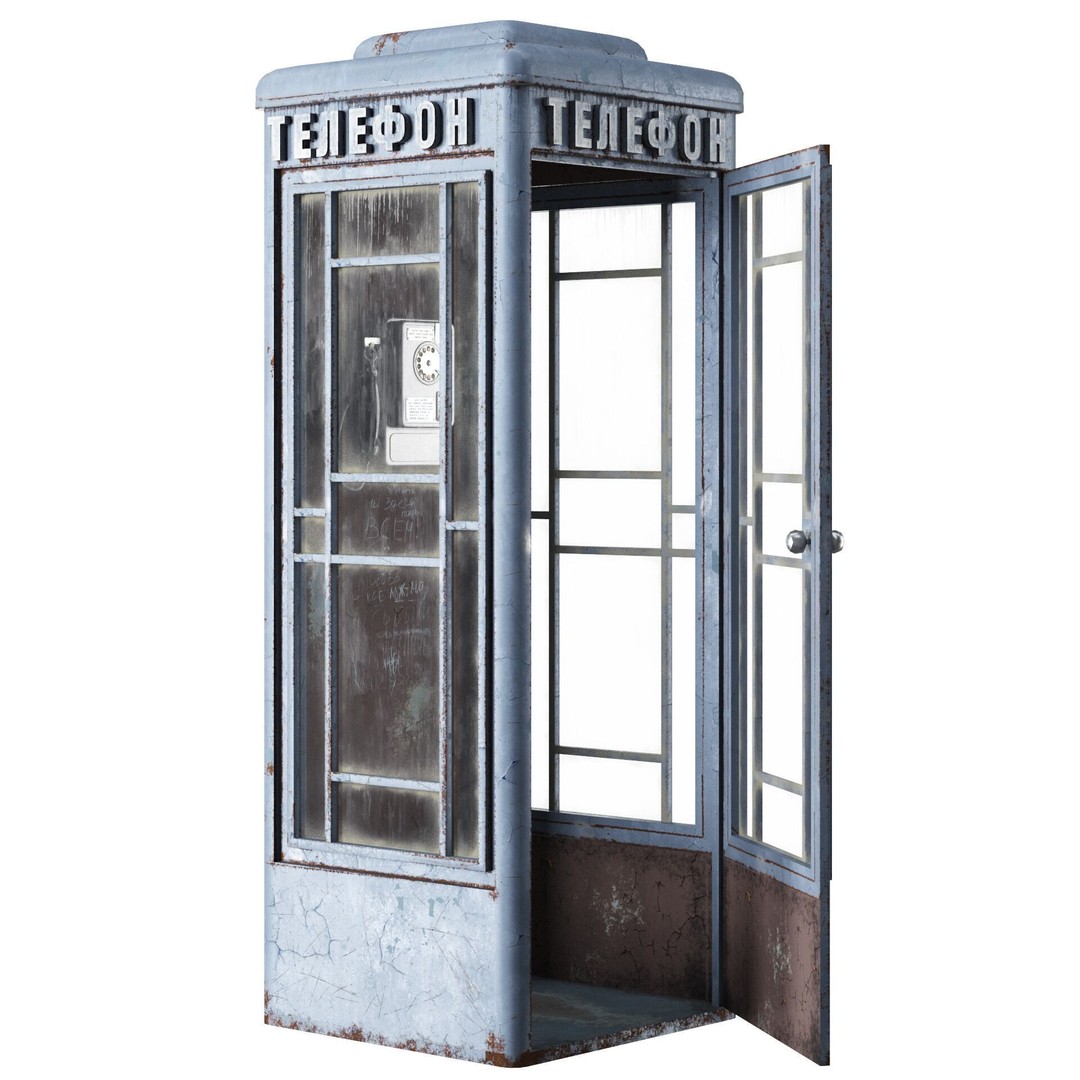 Soviet Telephone Booth 3D Model – Vintage Payphone Asset, PBR Textures - View 9