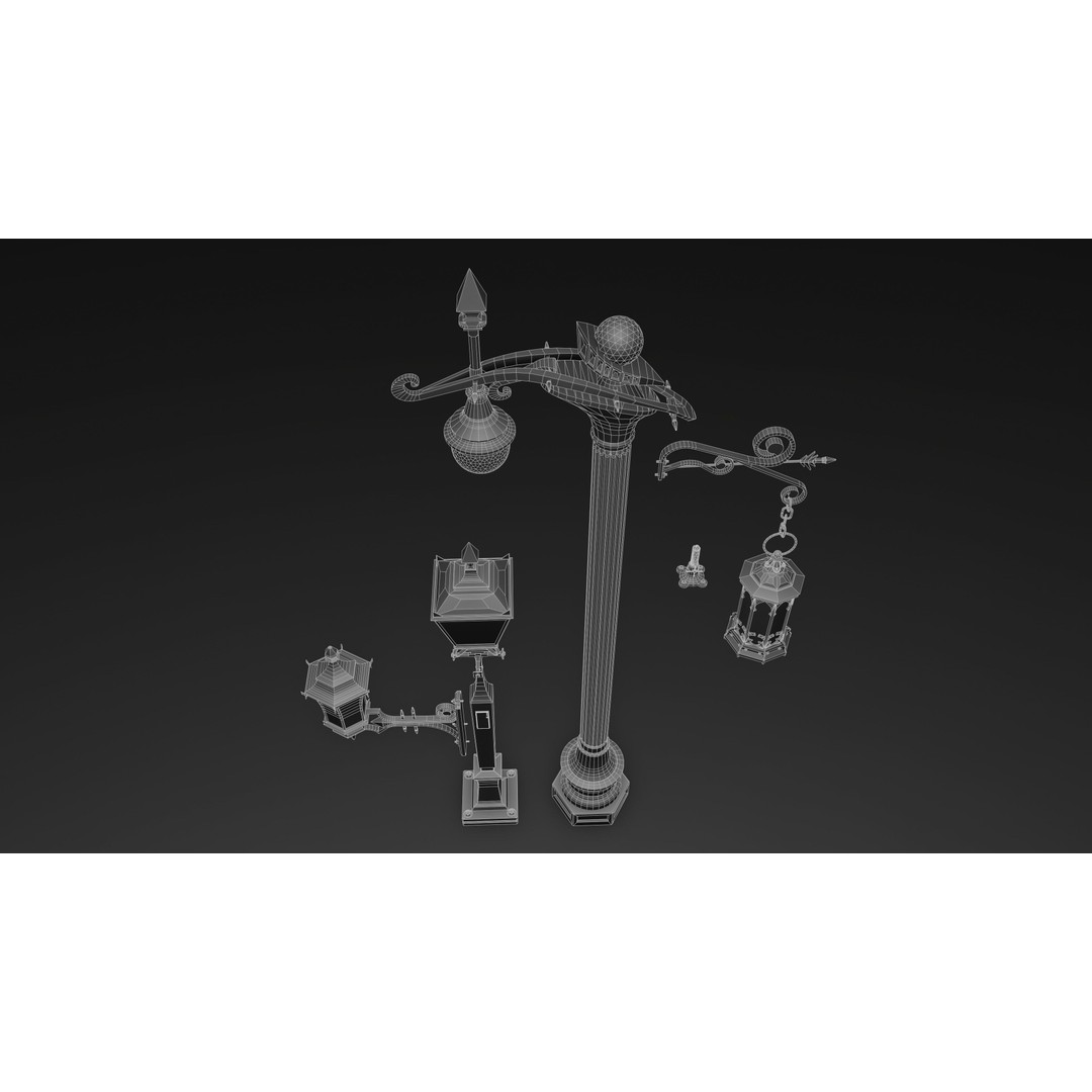 Street Lamp 3D Model – Low Poly Architectural Asset, FBX, Blender - View 22