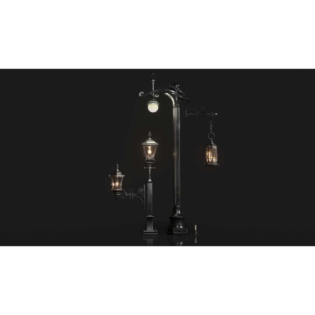 Street Lamp 3D Model – Low Poly Architectural Asset, FBX, Blender - View 5
