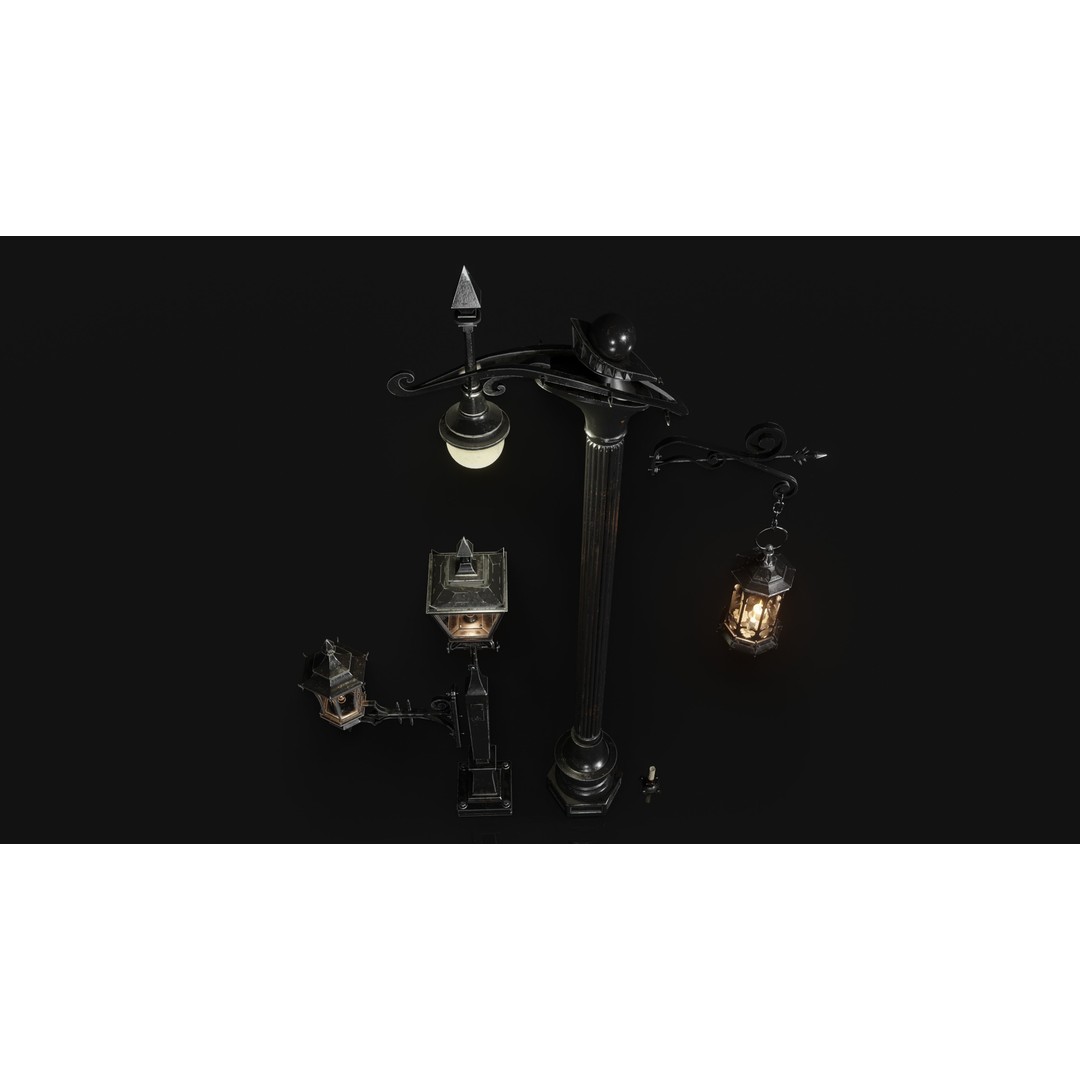 Street Lamp 3D Model – Low Poly Architectural Asset, FBX, Blender - View 6