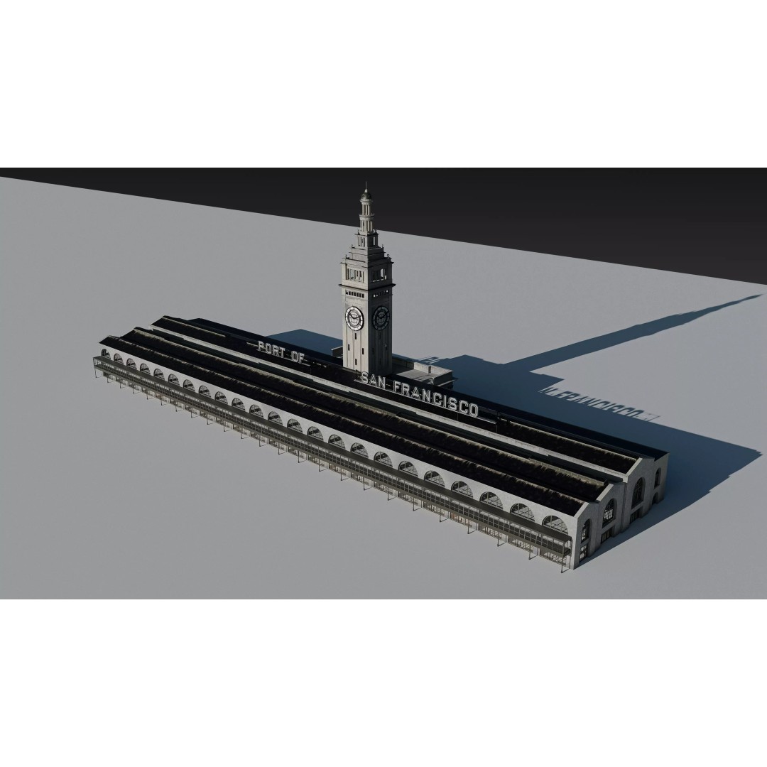 San Francisco Ferry Building 3D Model – Realistic Architectural Asset, PBR Textures - View 25