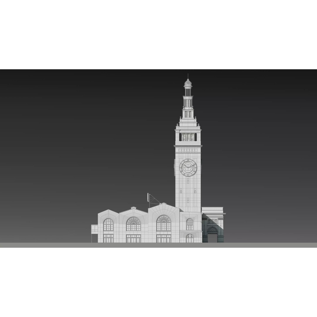 San Francisco Ferry Building 3D Model – Realistic Architectural Asset, PBR Textures - View 34