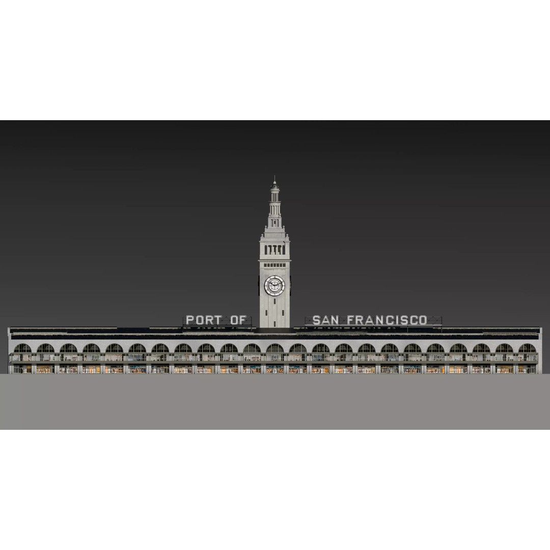 San Francisco Ferry Building 3D Model – Realistic Architectural Asset, PBR Textures - View 35