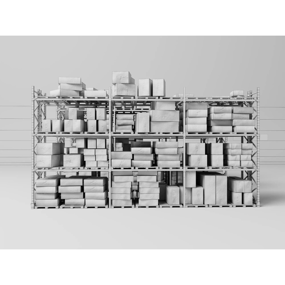 Industrial Warehouse Storage Racks 3D Model – Low Poly Rigged Asset, FBX - View 13