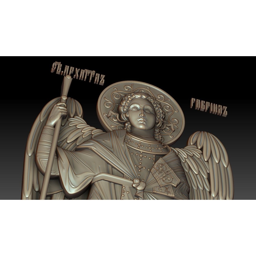 Archangel Gabriel 3D Model – Orthodox Icon for CNC Milling, STL