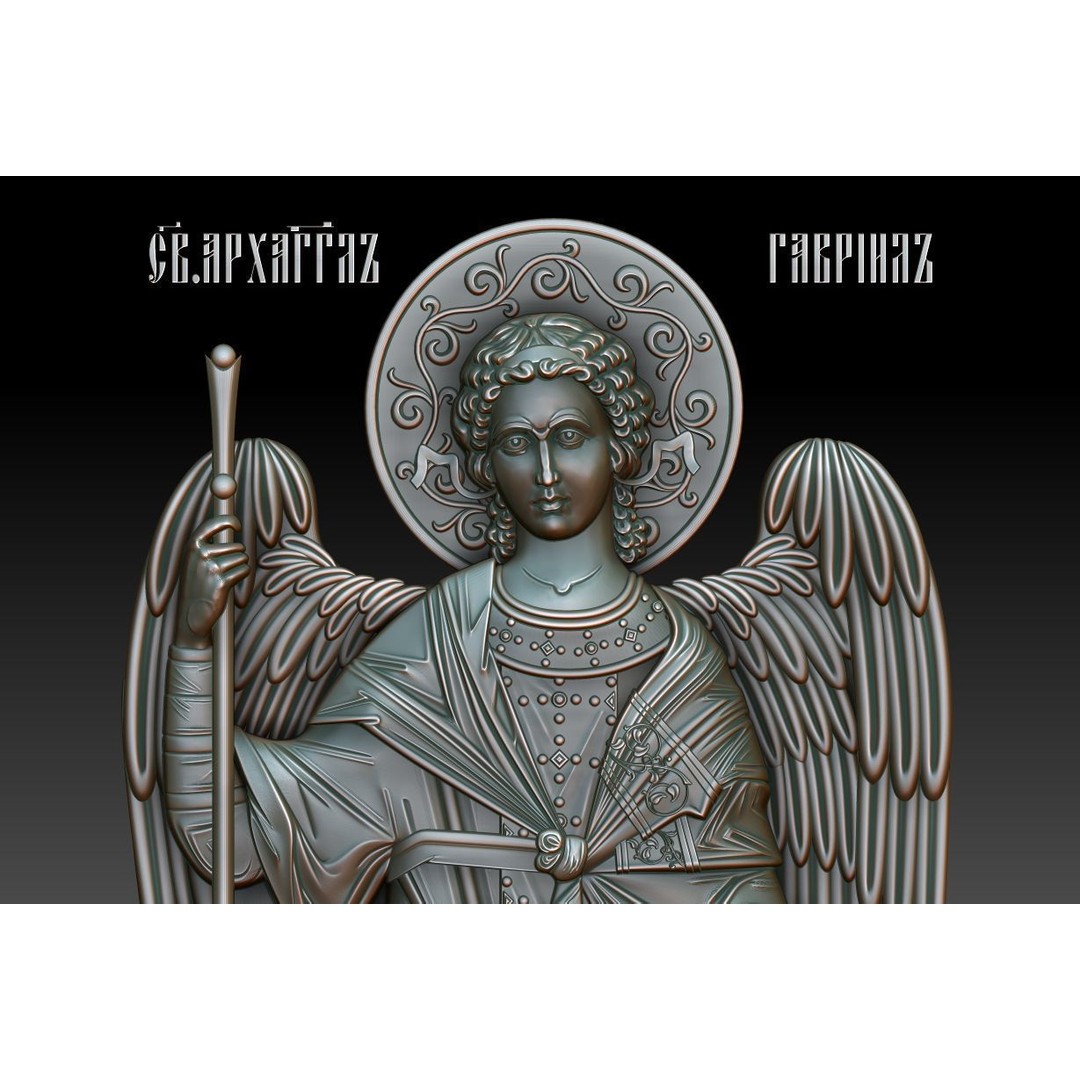 Archangel Gabriel 3D Model – Orthodox Icon for CNC Milling, STL - View 3