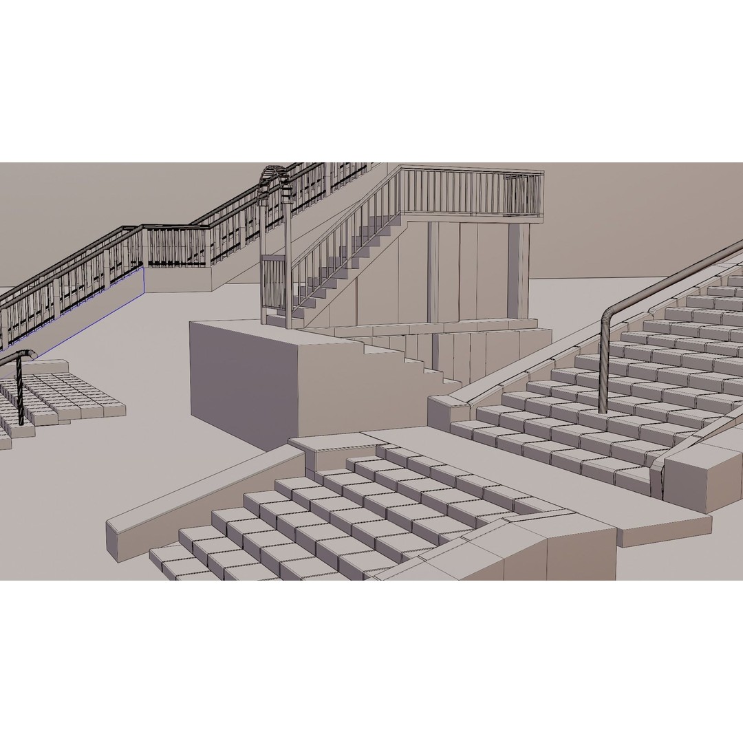 Low Poly Stairs 3D Model – PBR Textures, FBX, OBJ, Game Asset - View 11