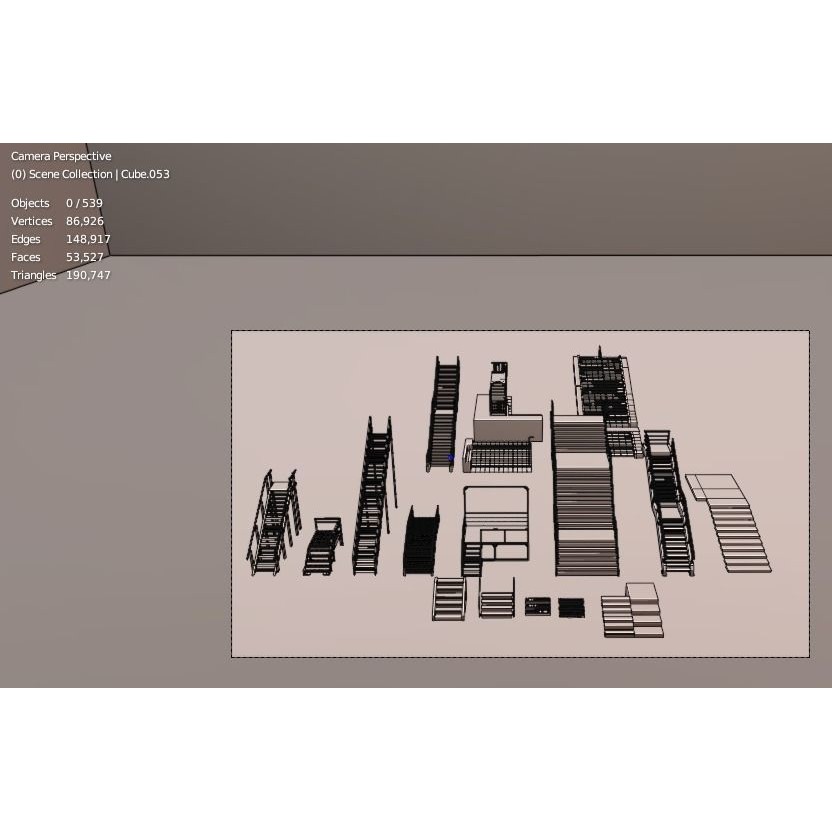 Low Poly Stairs 3D Model – PBR Textures, FBX, OBJ, Game Asset - View 12