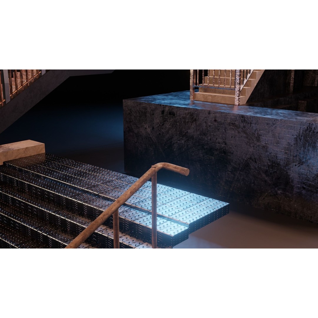 Low Poly Stairs 3D Model – PBR Textures, FBX, OBJ, Game Asset - View 20
