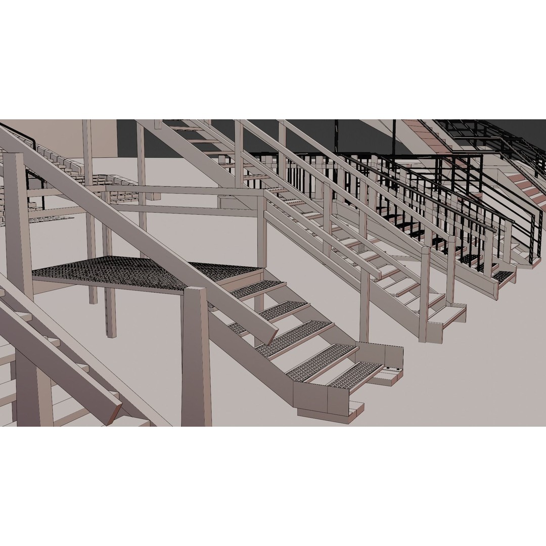 Low Poly Stairs 3D Model – PBR Textures, FBX, OBJ, Game Asset - View 8