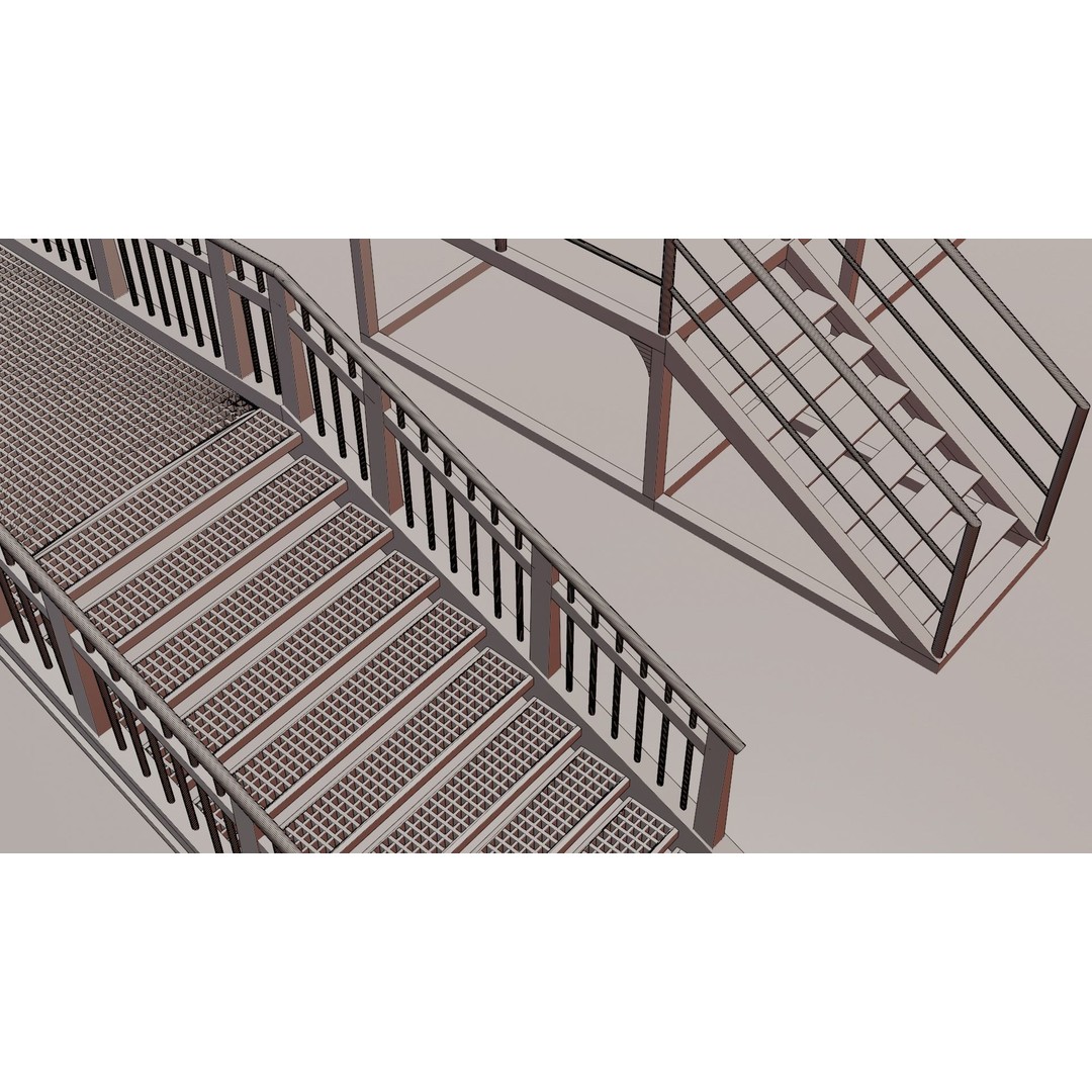 Low Poly Stairs 3D Model – PBR Textures, FBX, OBJ, Game Asset - View 9