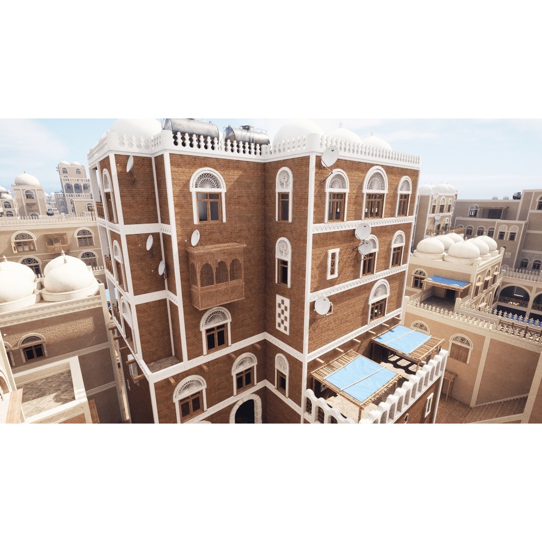 Yemen Buildings 3D Model – Low Poly Modular Architectural Kit, FBX, OBJ, Blender - View 3