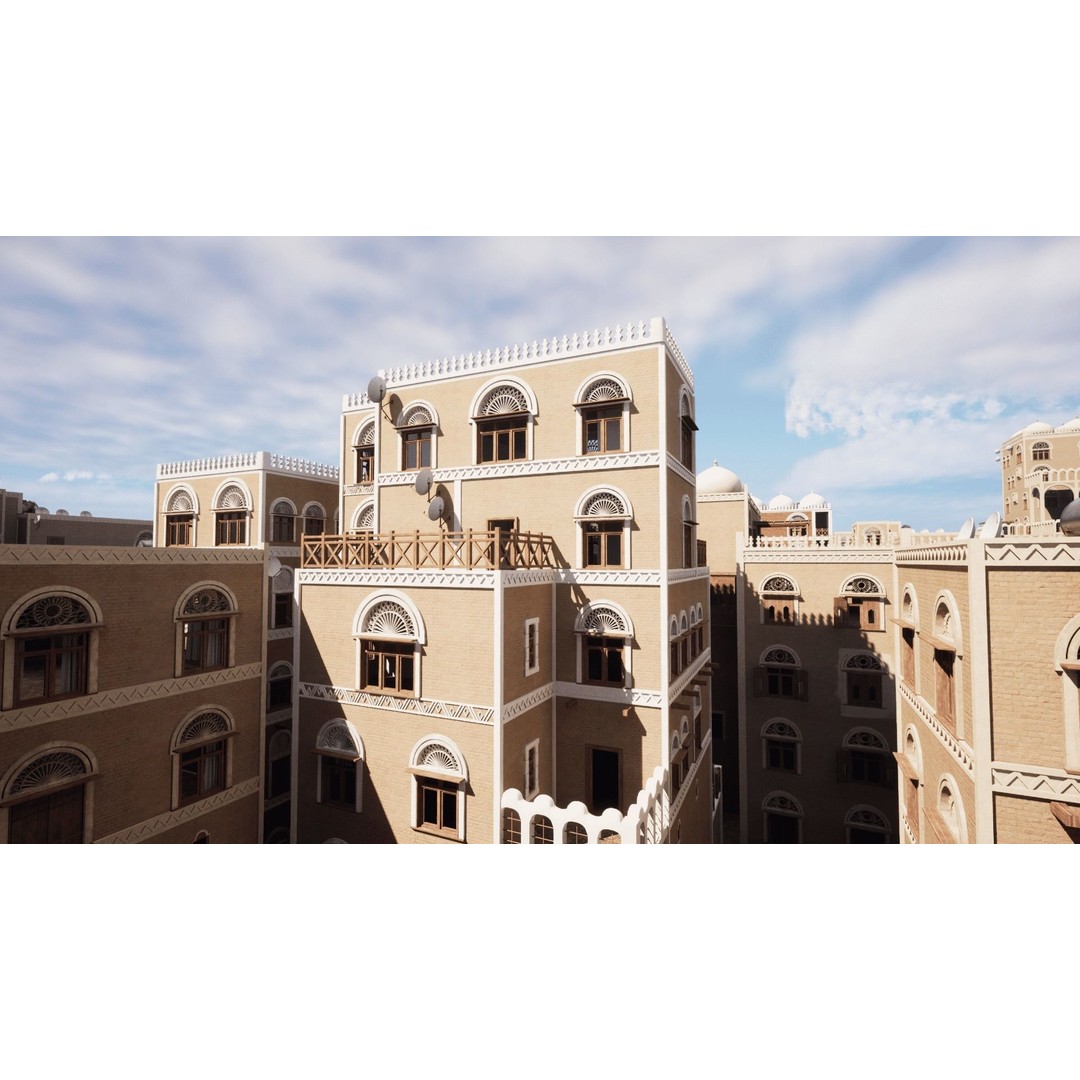 Yemen Buildings 3D Model – Low Poly Modular Architectural Kit, FBX, OBJ, Blender - View 4