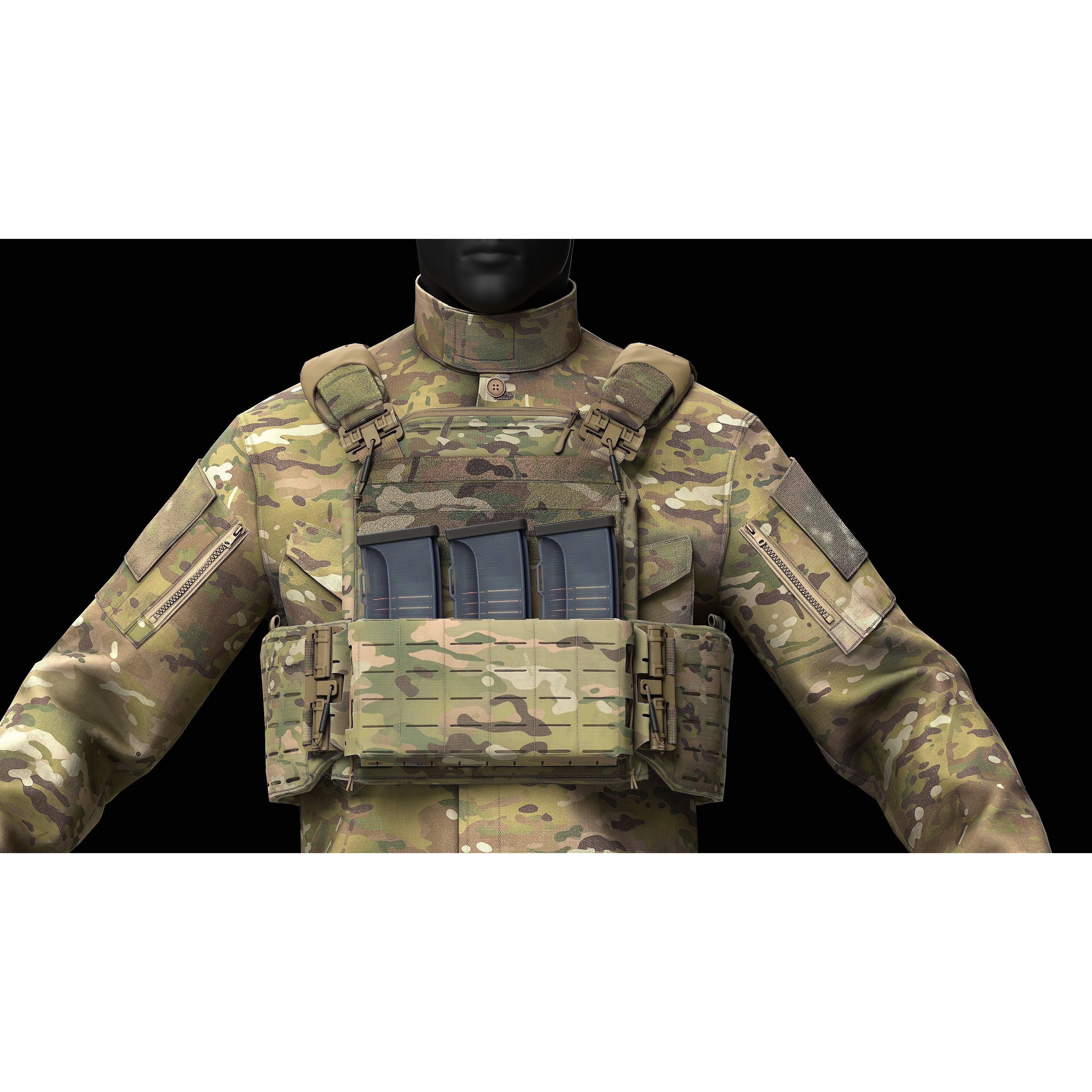 Strandhogg v3 SAPI Cut Plate Carrier - Low-Poly Game-Ready 3D Model - View 15