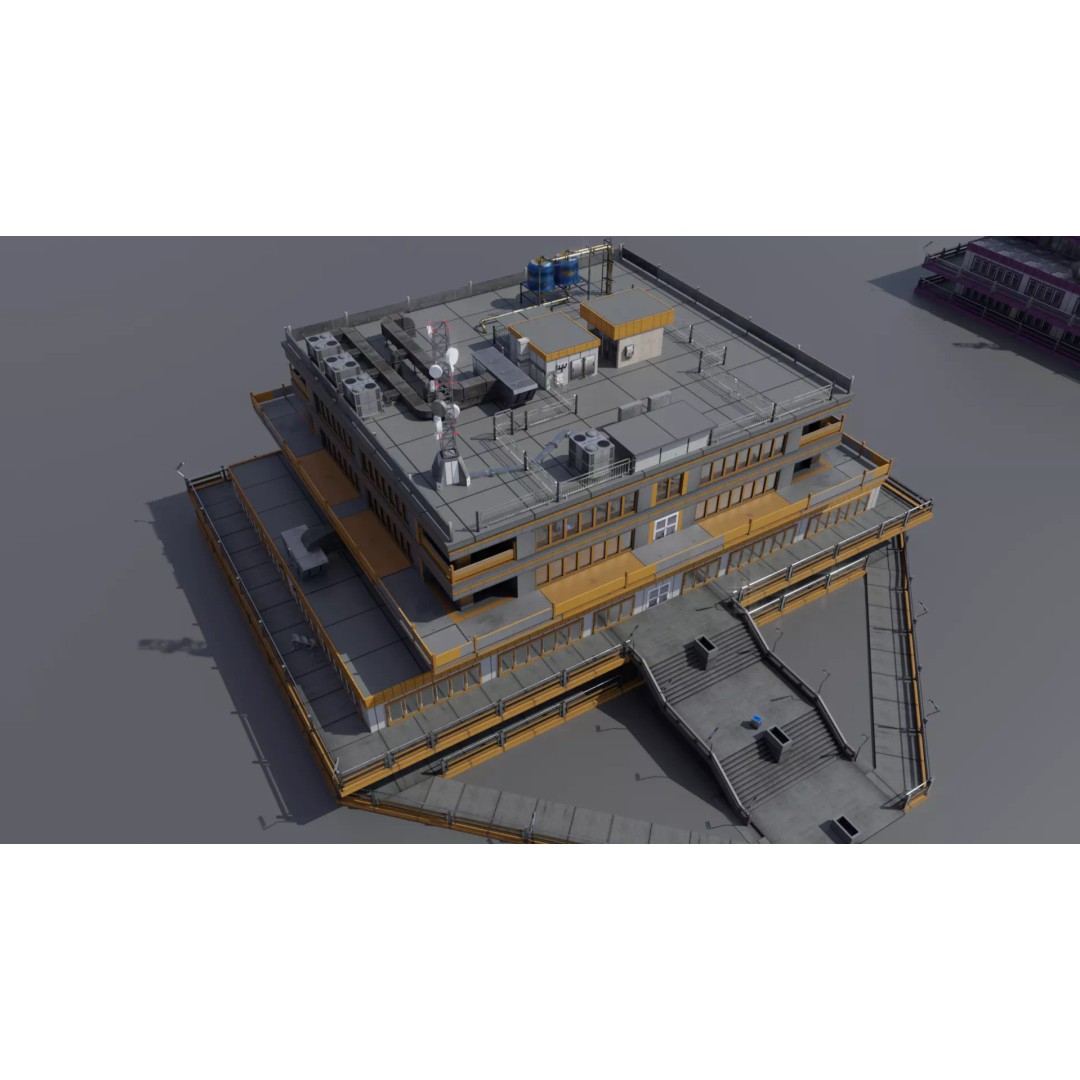 Office Building 3D Model – Low Poly Architectural Design, FBX, OBJ, Blender - View 2