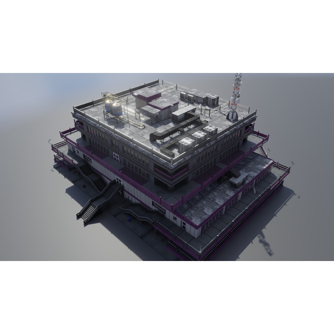 Office Building 3D Model – Low Poly Architectural Design, FBX, OBJ, Blender - View 3