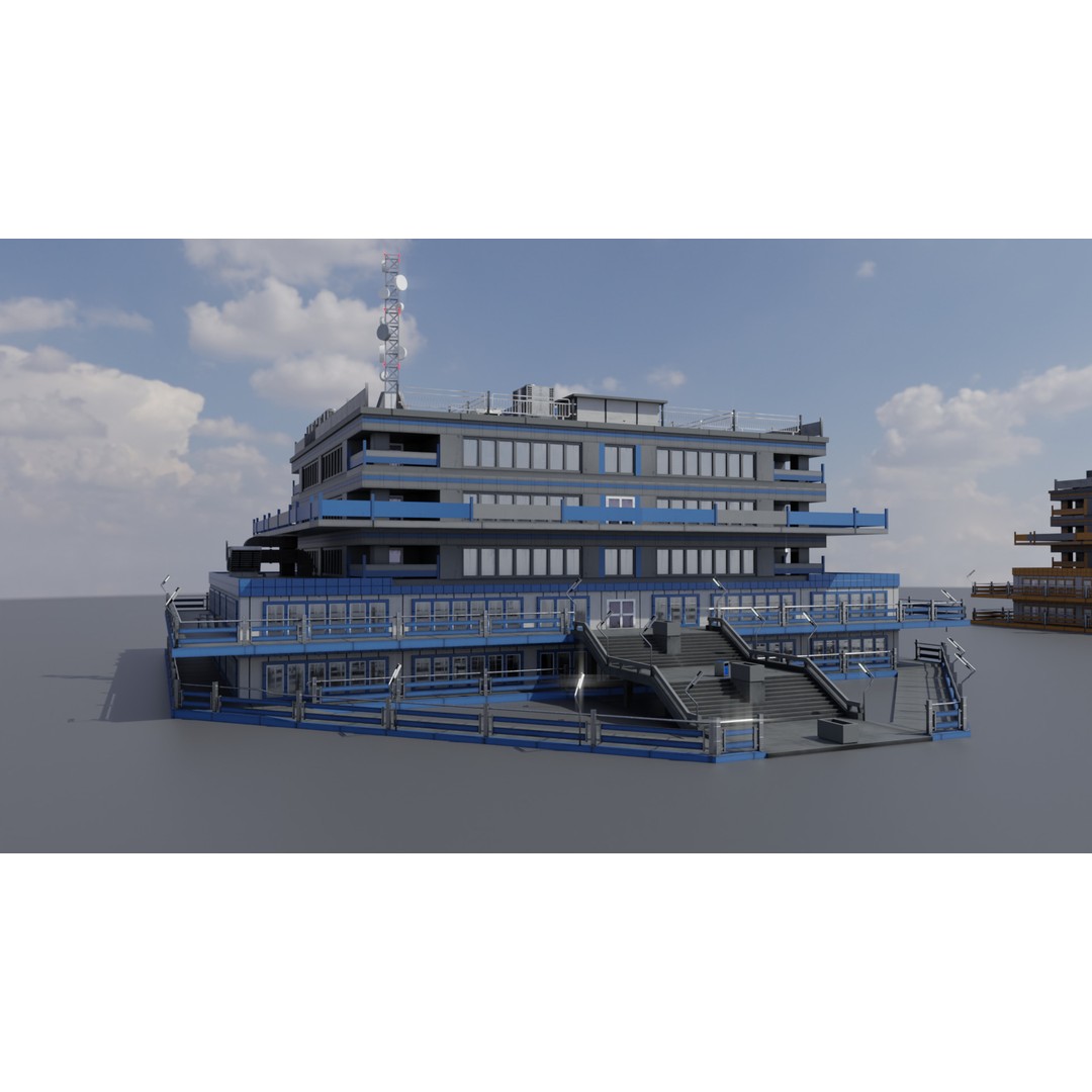 Office Building 3D Model – Low Poly Architectural Design, FBX, OBJ, Blender - View 4