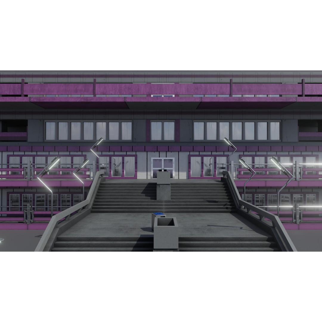 Office Building 3D Model – Low Poly Architectural Design, FBX, OBJ, Blender - View 9