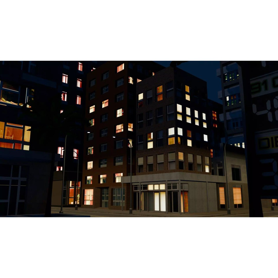 Night City 3D Model – Low Poly Game Asset for Unreal Engine, FBX - View 25