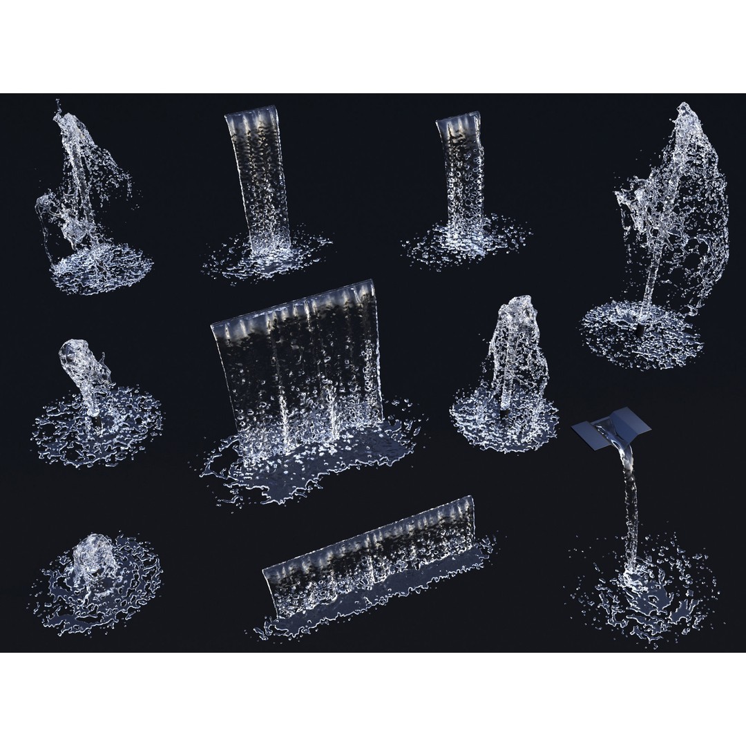 Animated Water Elements 3D Model – Realistic Liquid Simulations, Alembic Format - View 3