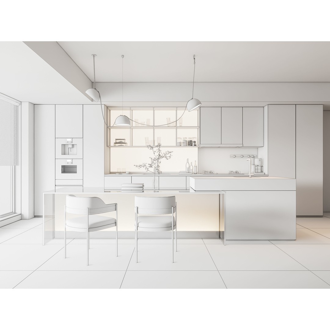 Modern Kitchen 3D Model – Photorealistic Interior Scene, Blender, FBX