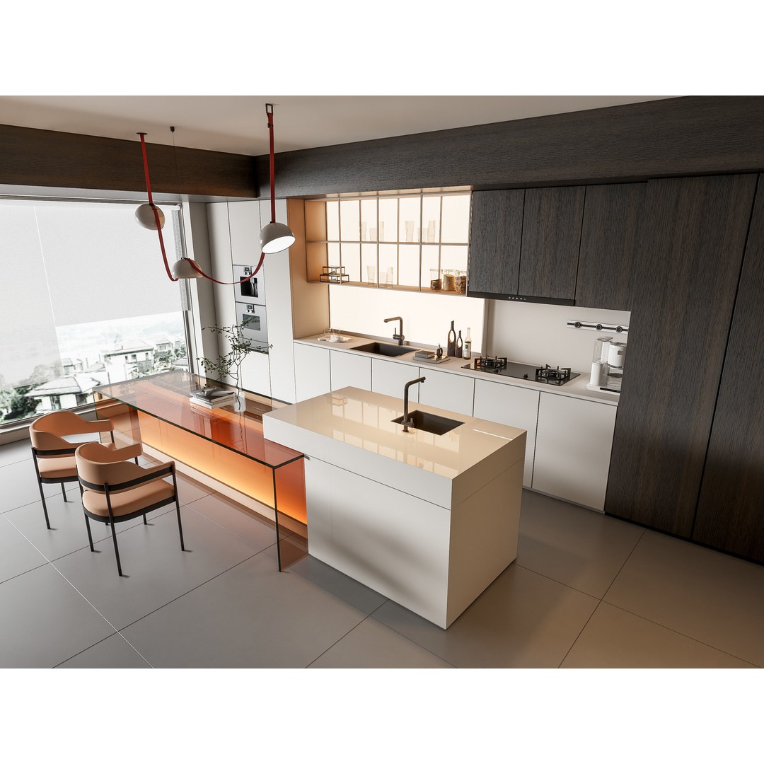 Modern Kitchen 3D Model – Photorealistic Interior Scene, Blender, FBX - View 4