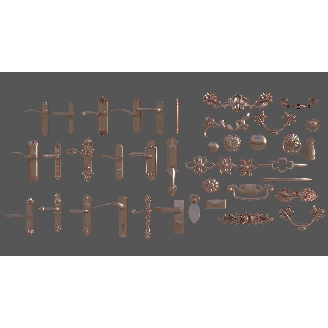 Door Handle 3D Model – Detailed Design for Interior Visualization - View 8