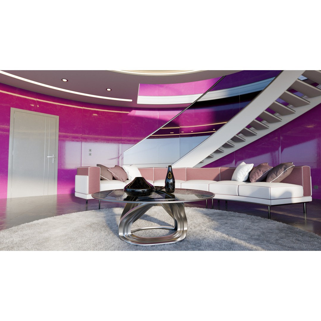 Modern Purple Living Room 3D Model – High Poly PBR Asset, Blender, FBX, OBJ - View 5