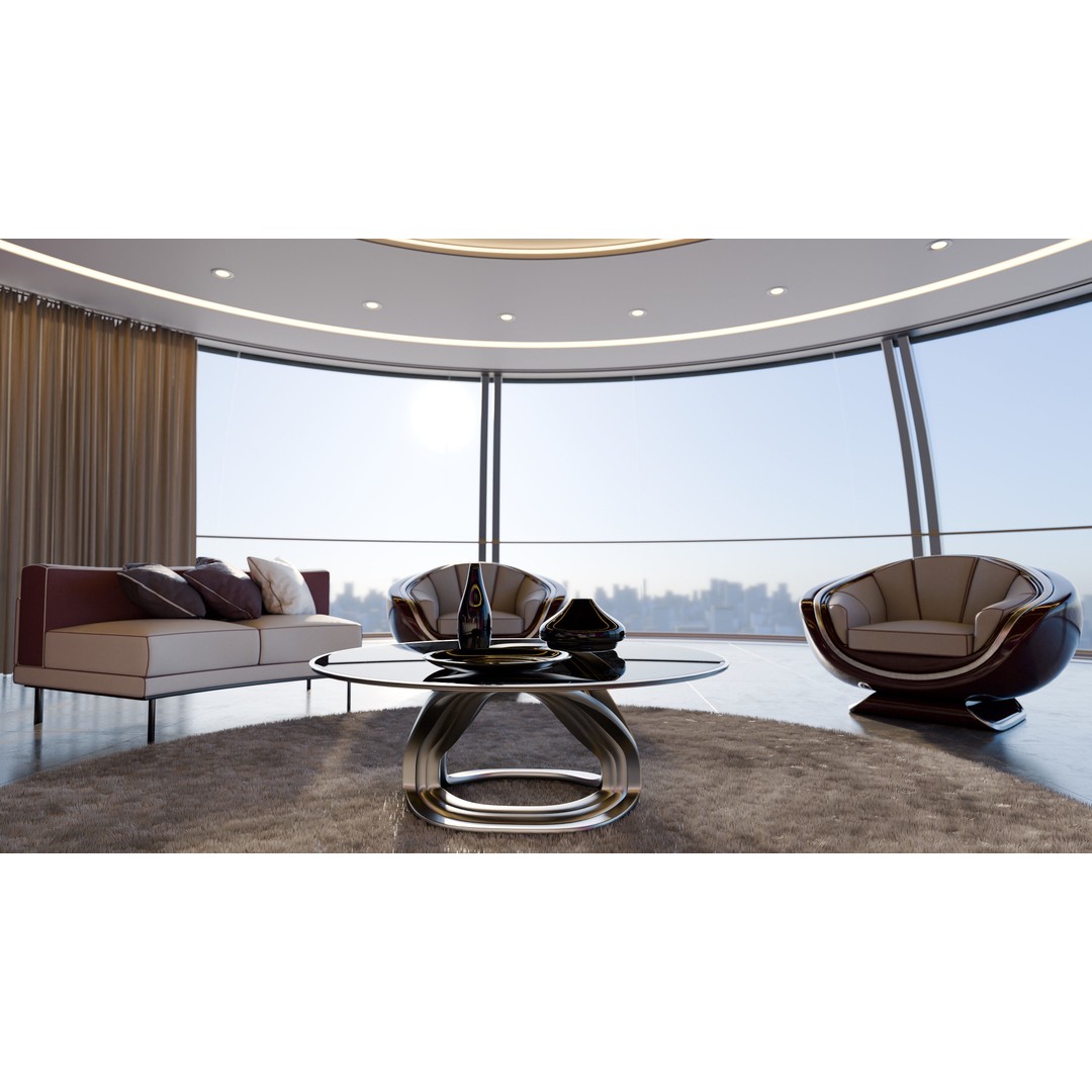 Modern Purple Living Room 3D Model – High Poly PBR Asset, Blender, FBX, OBJ - View 6