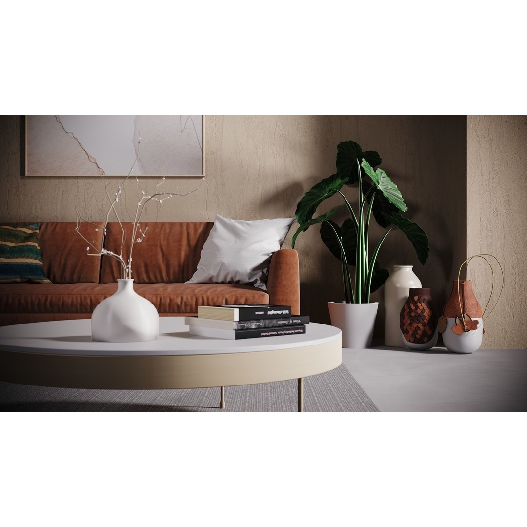 Living Room 3D Model – Simple Studio Interior Scene, Corona & Vray Formats - View 4