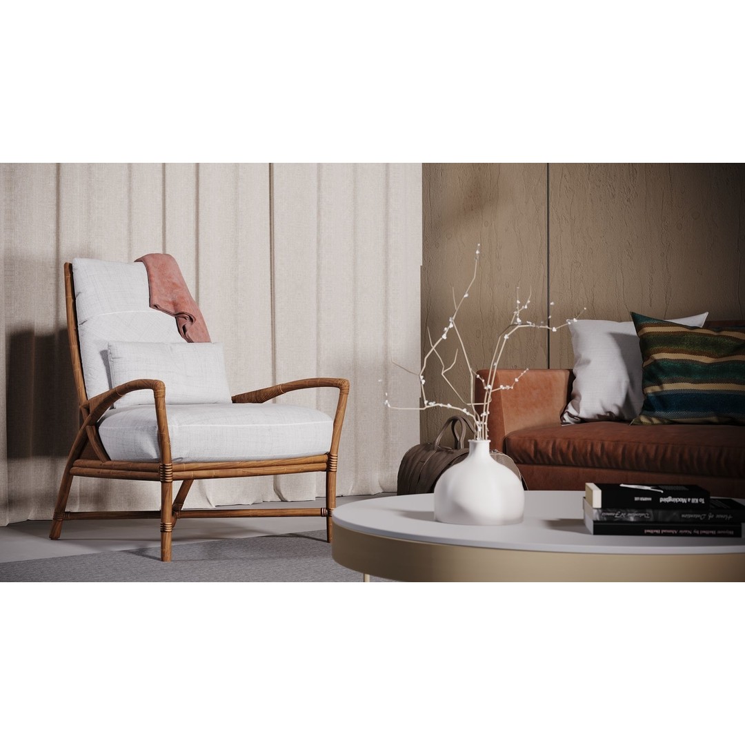 Living Room 3D Model – Simple Studio Interior Scene, Corona & Vray Formats - View 7