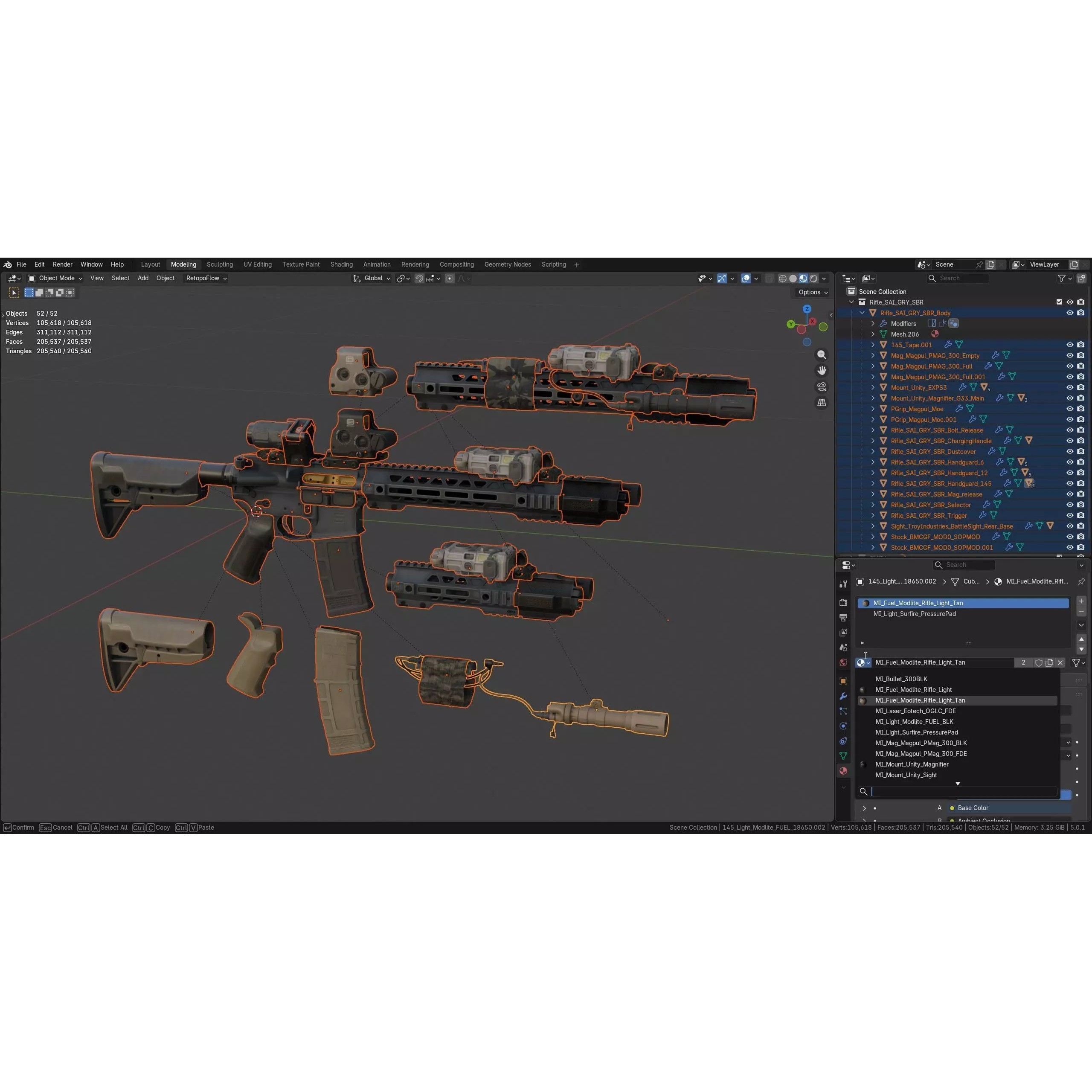 SAI GRY AR15 Rifle - Low-Poly Game-Ready 3D Model