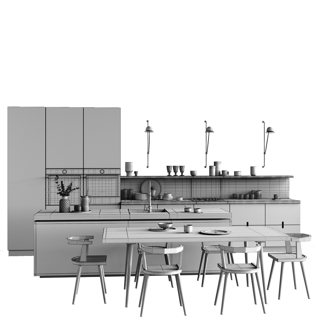 High-Quality Kitchen 3D Model – Detailed Interior Asset, 3dsMax & FBX