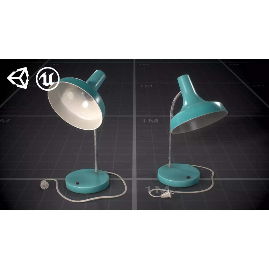 Soviet Desk Lamp 3D Model – Low Poly Game Asset, FBX, PBR Textures - View 2