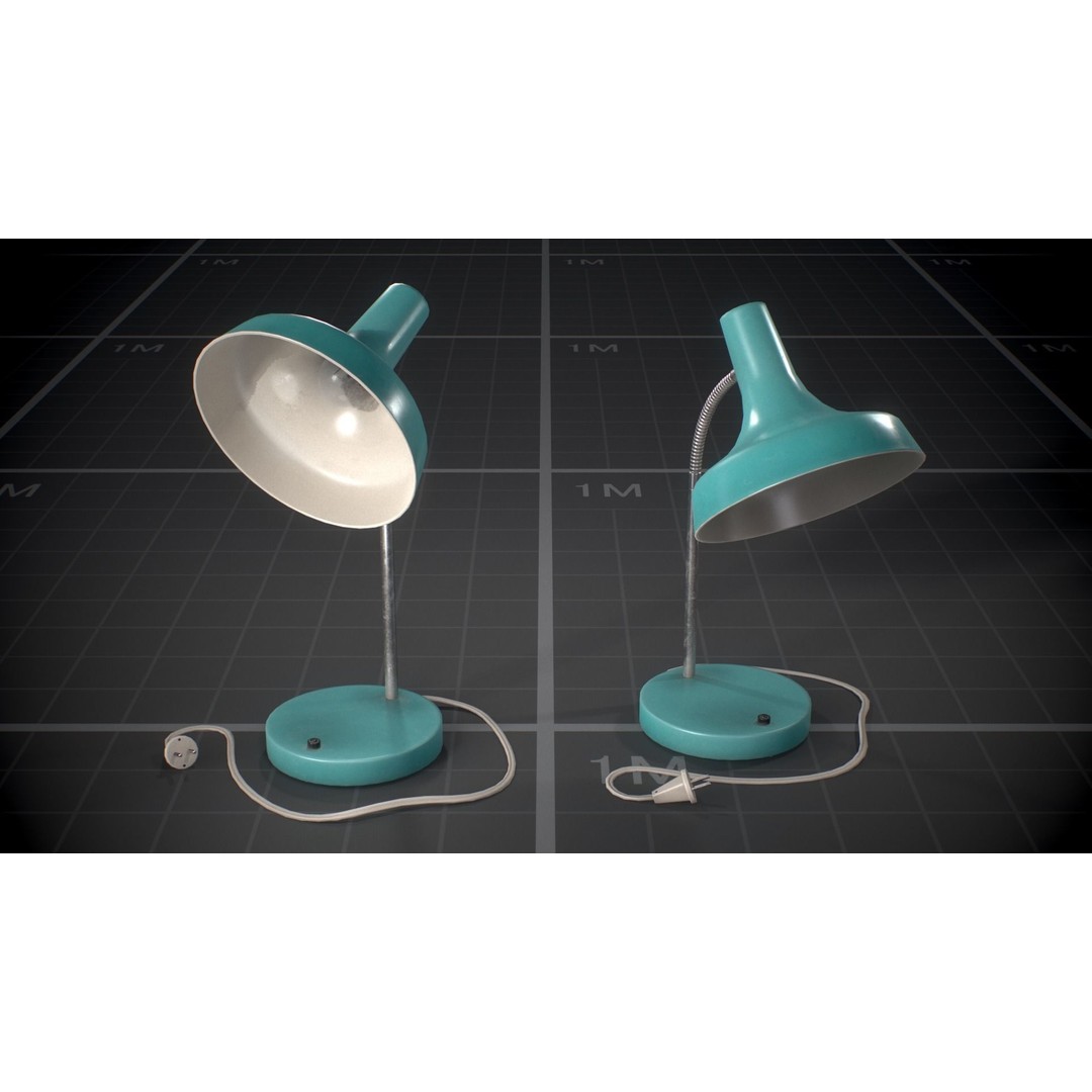 Soviet Desk Lamp 3D Model – Low Poly Game Asset, FBX, PBR Textures - View 3