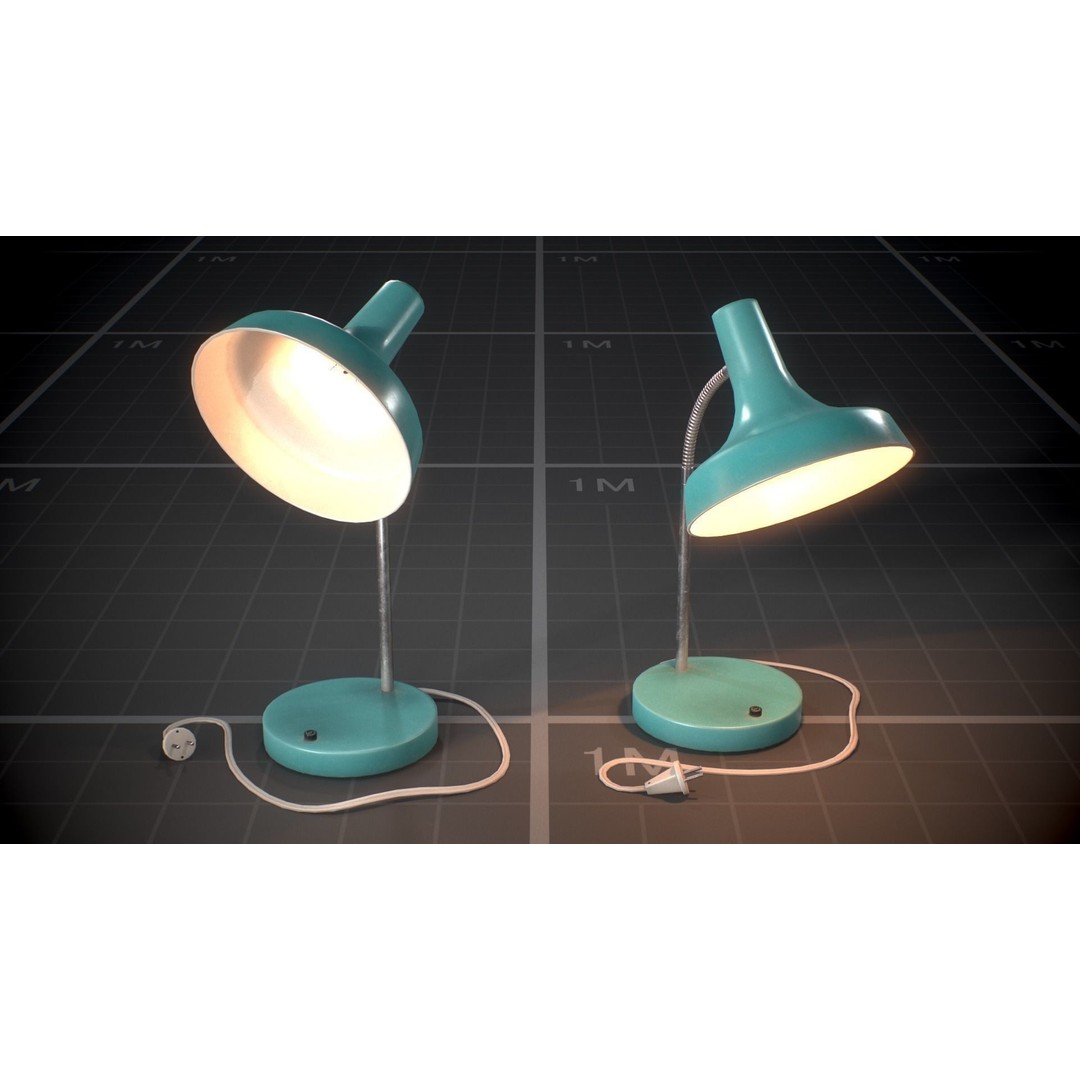 Soviet Desk Lamp 3D Model – Low Poly Game Asset, FBX, PBR Textures - View 4