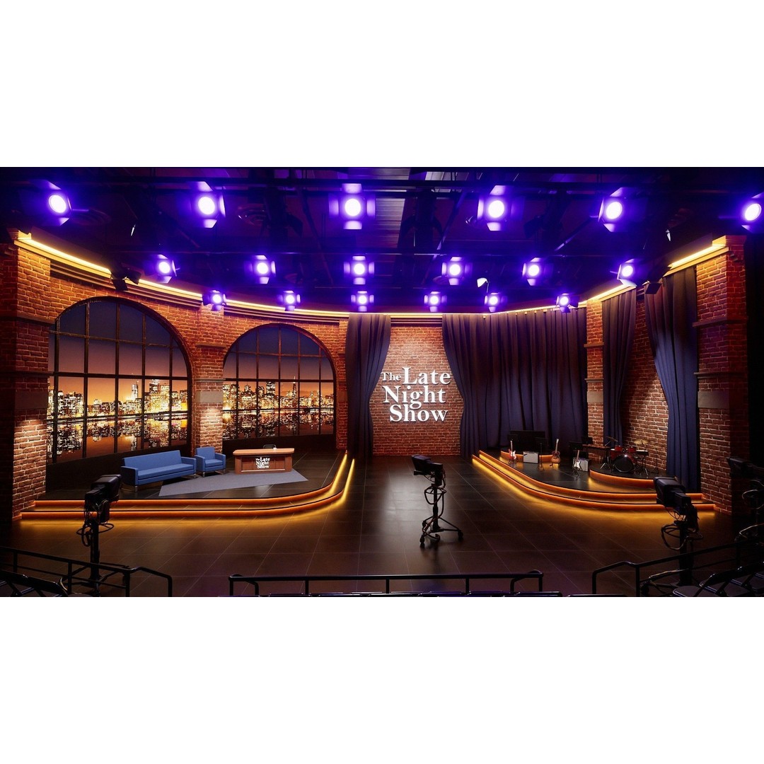 Talk Show Set 3D Model – Low Poly Interior Scene, FBX, Blender - View 11