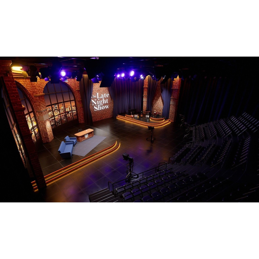 Talk Show Set 3D Model – Low Poly Interior Scene, FBX, Blender - View 12