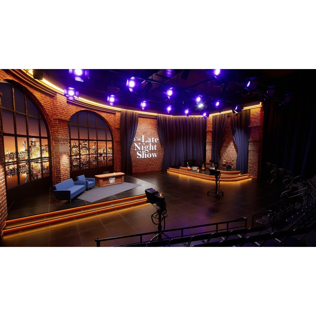 Talk Show Set 3D Model – Low Poly Interior Scene, FBX, Blender - View 3