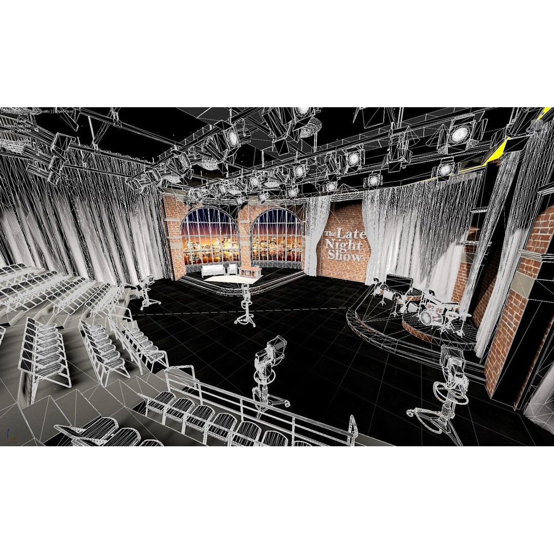 Talk Show Set 3D Model – Low Poly Interior Scene, FBX, Blender - View 4