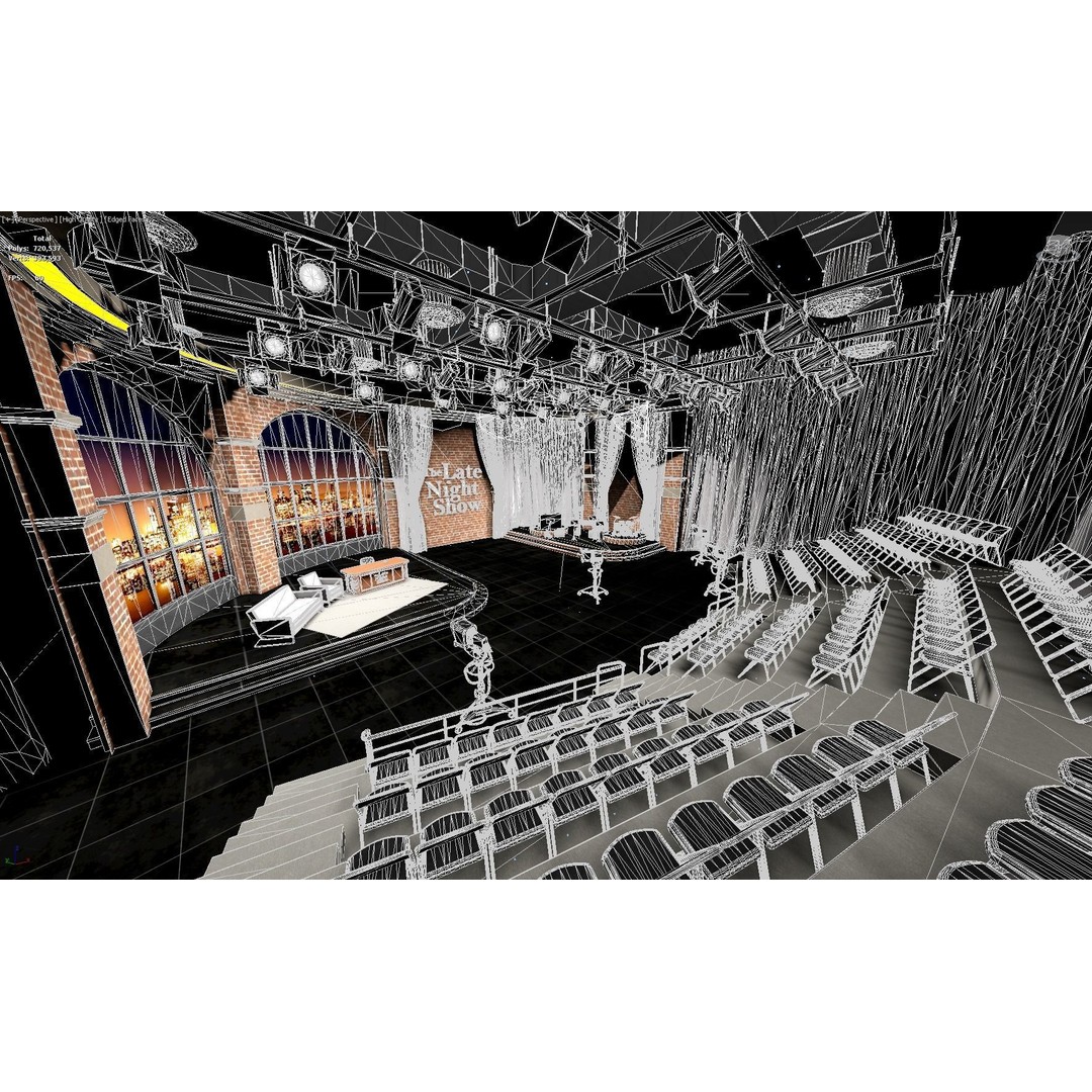 Talk Show Set 3D Model – Low Poly Interior Scene, FBX, Blender - View 5